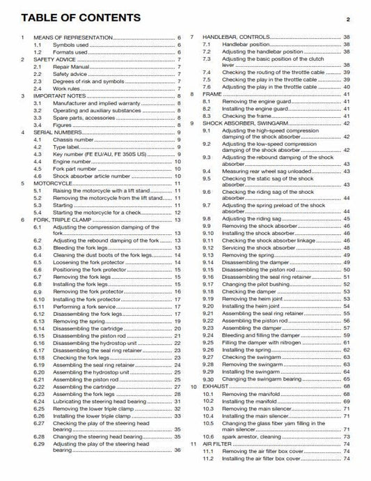 Husqvarna 2015 - FE 350 350s- Service Workshop Repair Manual