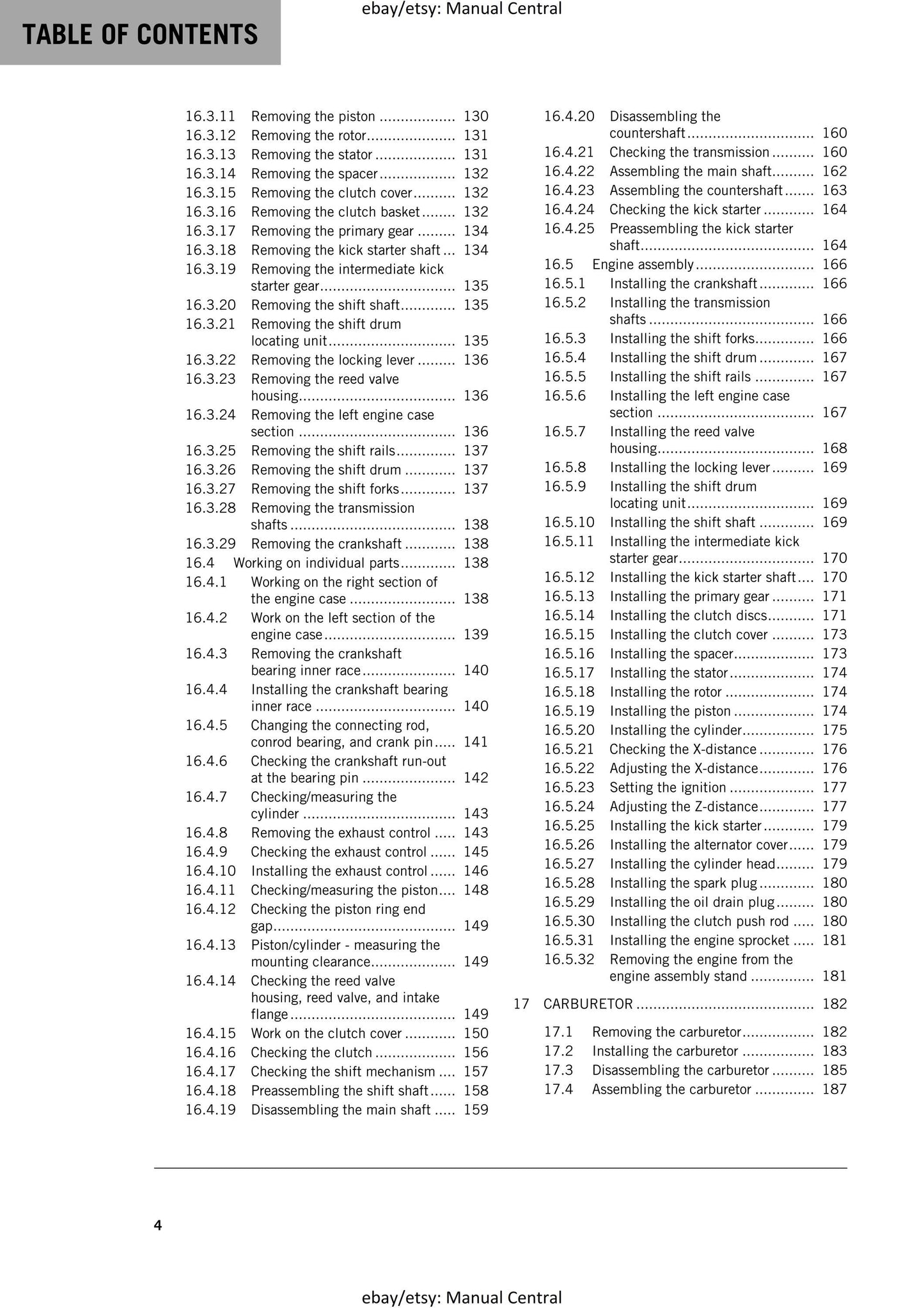 KTM 2016 - 85 SX 19/16 17/14 - Service Workshop Repair Manual