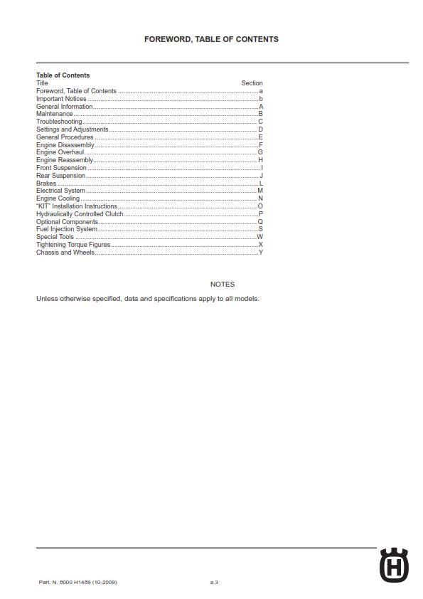 Husqvarna 2009 2010 - TC TE TXC 250 - Service Workshop Repair Manual