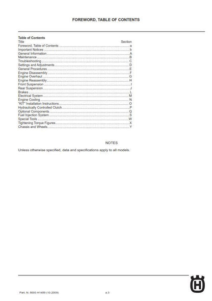 Husqvarna 2009 2010 - TC TE TXC 250 - Service Workshop Repair Manual