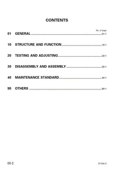 Komatsu D155A-2 - Shop Manual - Service Workshop Repair Manual