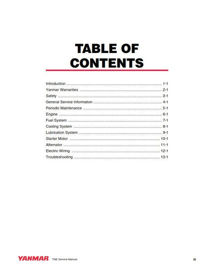 Yanmar Industrial Engine - TNE Series - 4TNE92 NMH NMHA 4TNE98  Service Workshop Repair Manual