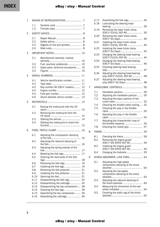 KTM 2022 - 450 500 Exc-f Six Days Xcf-w - Service Workshop Repair Manual