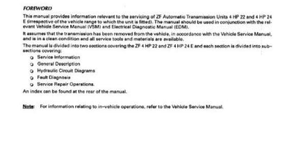 Jaguar ZF Automatic Transmissions 4 HP 22 24 - Workshop Service Repair Manual