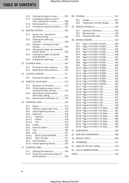 KTM 2018 - 250 Exc-f Six Days - Service Workshop Repair Manual