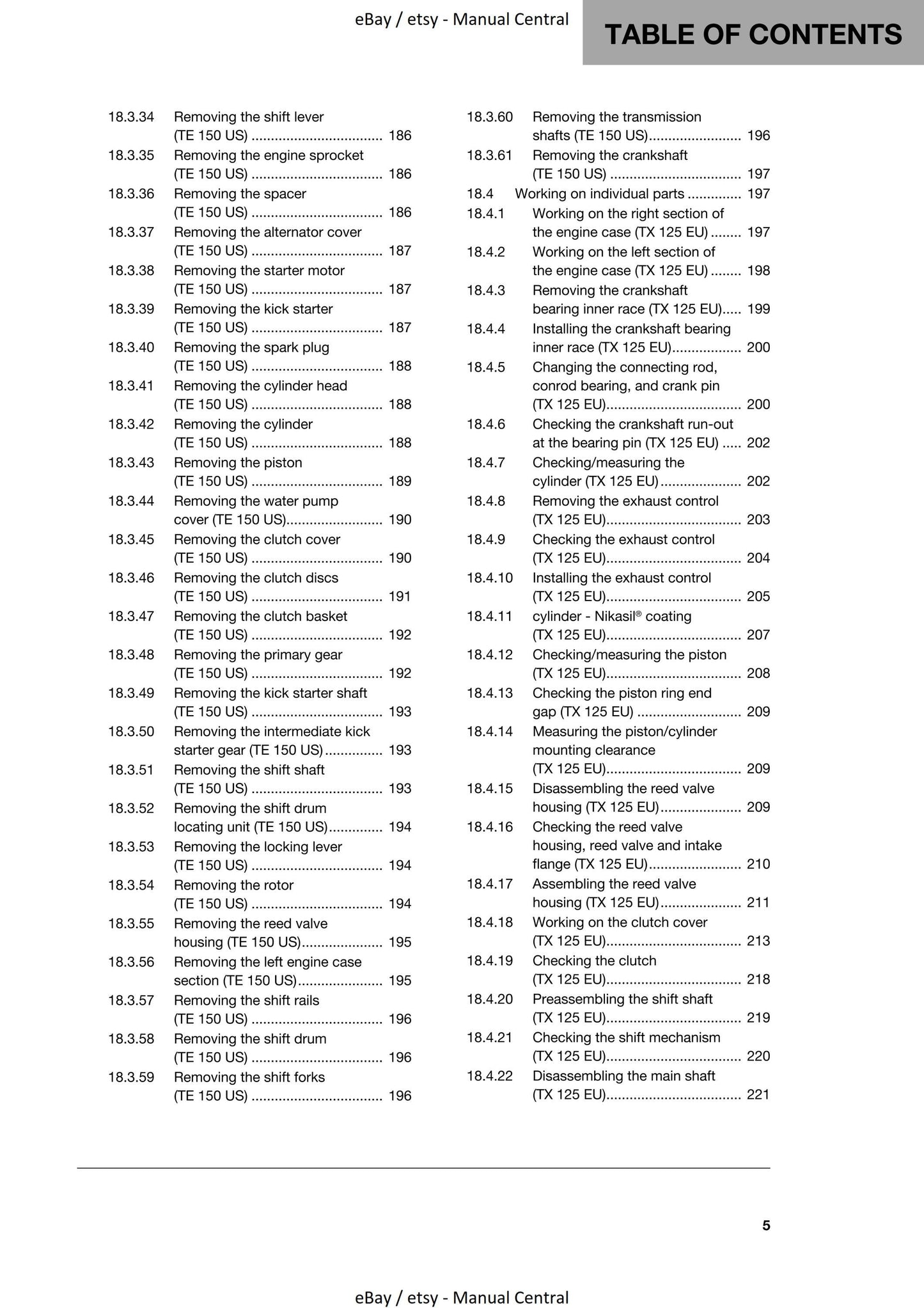 Husqvarna 2019 - TX 125 TE 150 - Workshop Service Repair Manual