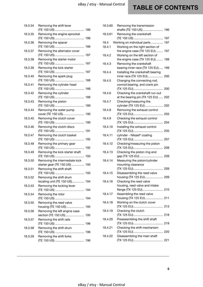 Husqvarna 2019 - TX 125 TE 150 - Workshop Service Repair Manual