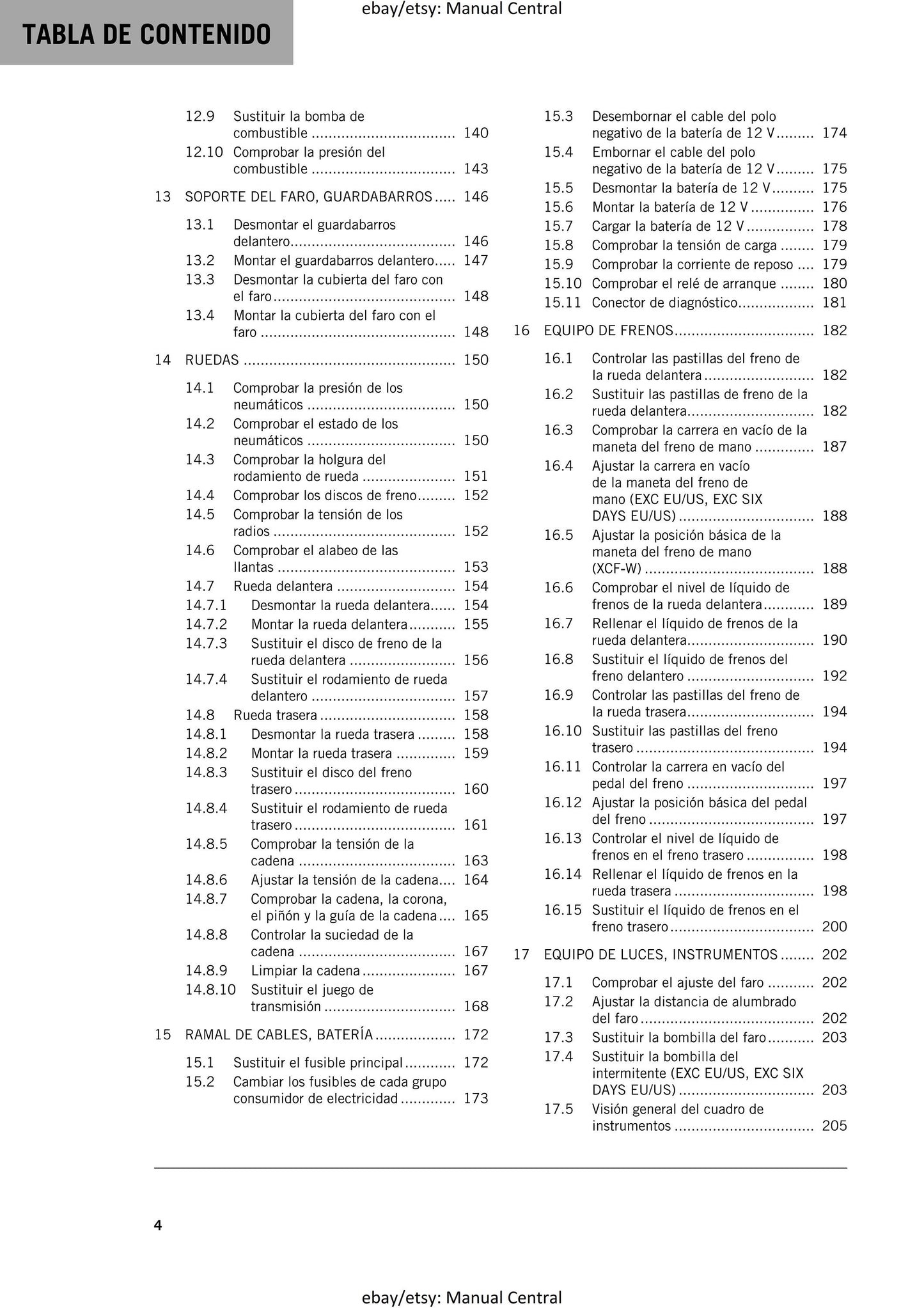 PDF - Spanish Language - KTM 2020 - 450 500 Exc-f Six Days Xcf-w - Manual de Reparacion