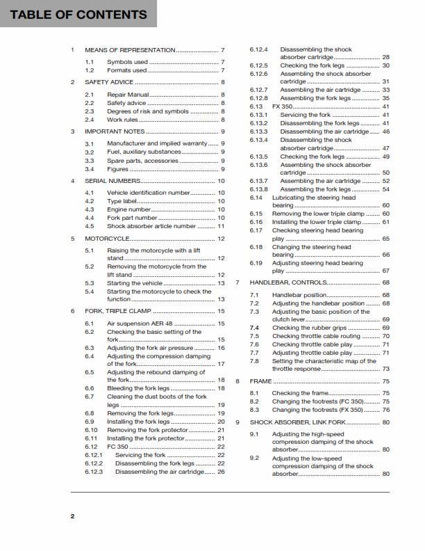Husqvarna 2017 - FC FX 350 - Service Workshop Repair Manual