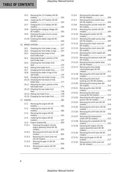 KTM 2019 - 250 300 SX XC - Service Workshop Repair Manual
