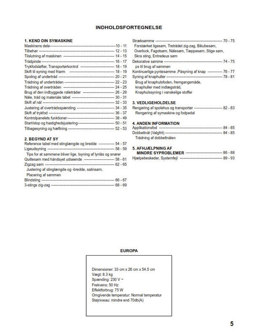 Singer 1+ Plus - betjeningsvejledning instruktionsbok bruksanvisning käyttöohje instruction manual