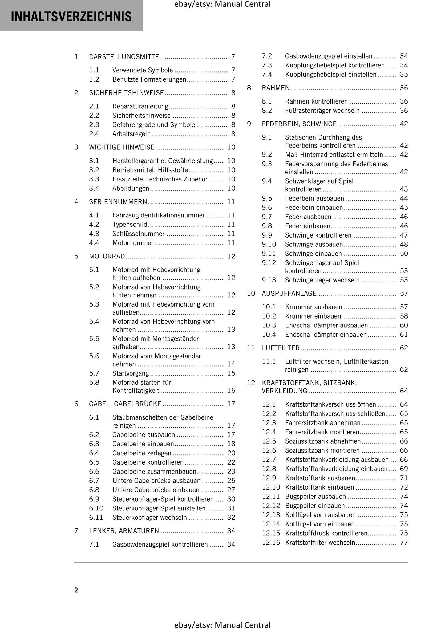 German Language - KTM 2023 - 125 Duke - Reparaturanleitung - Service Workshop Repair Manual