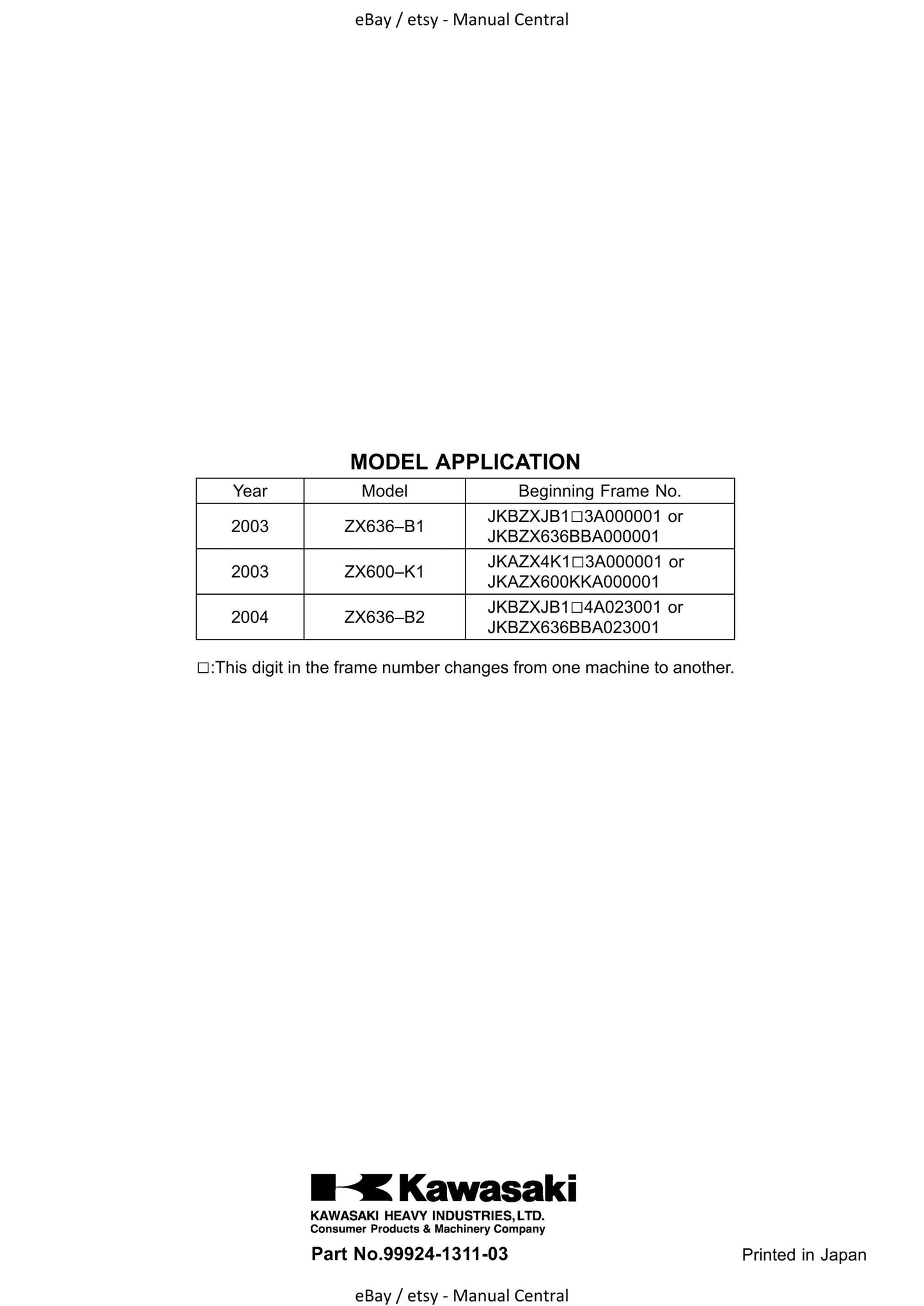 Kawasaki Ninja ZX-6R ZX-6RR - 2003 2004 - Workshop Service Repair Manual