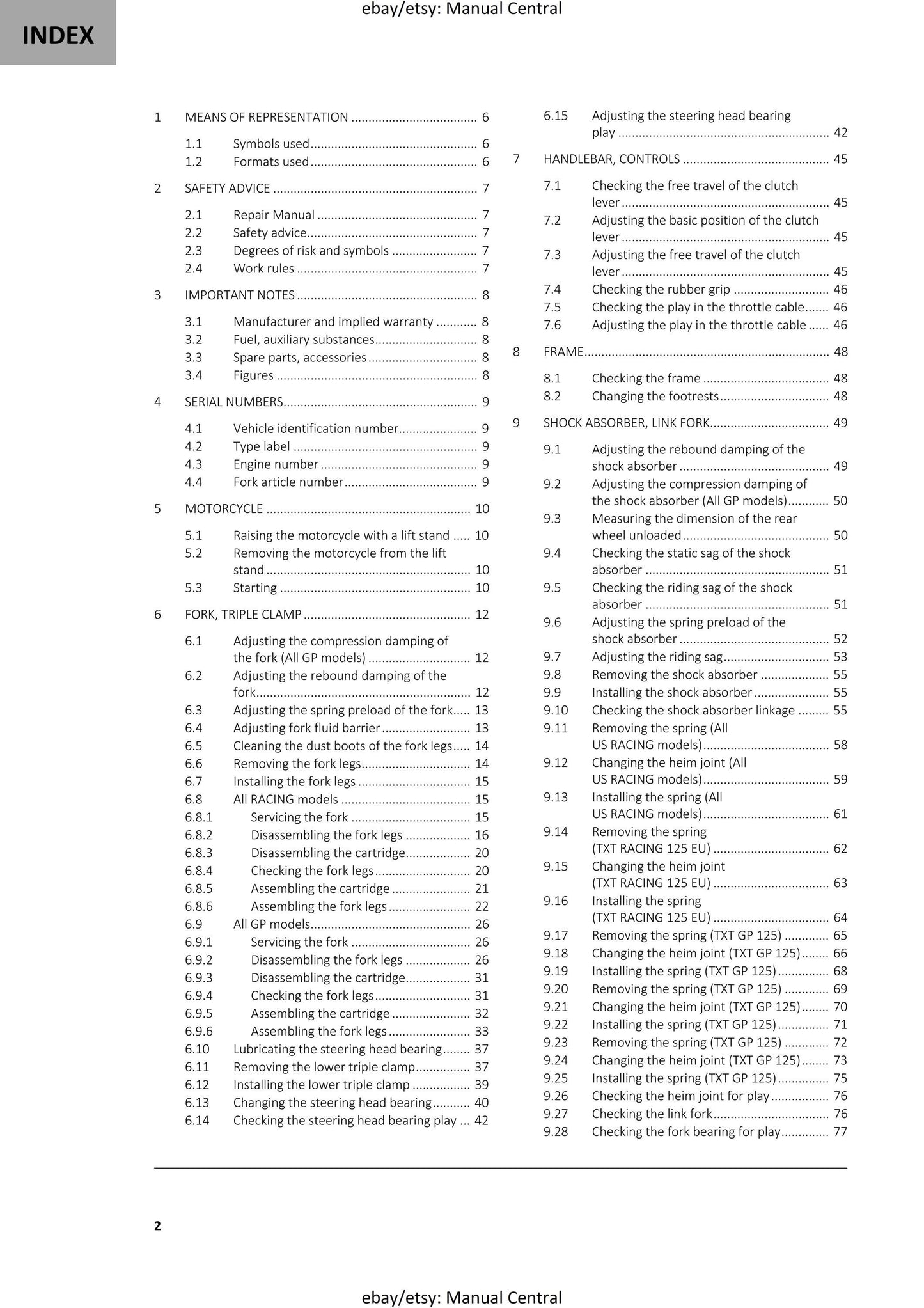 GasGas 2022 - TXT RACING GP 125 250 280 300 - Service Workshop Repair Manual