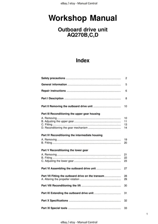 Volvo Penta - Drive - Aquamatic 270 - Workshop Service Repair Manual