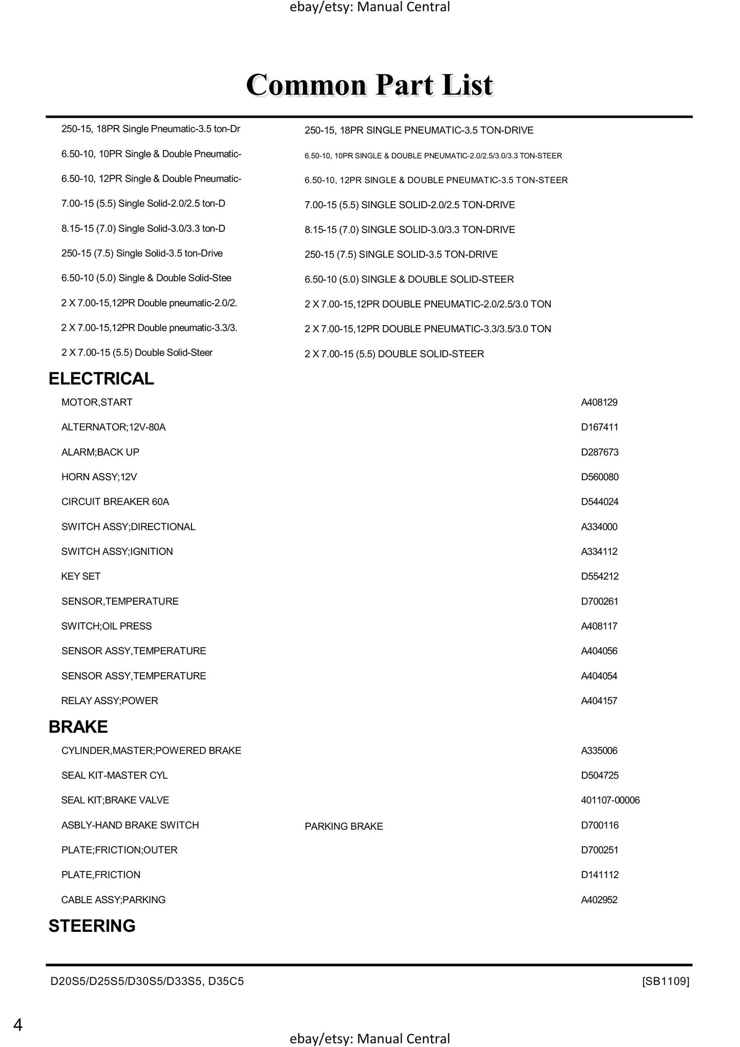 Doosan - Parts Book - D20S-5 D25S-5 D30S-5 D33S-5 D35C-5