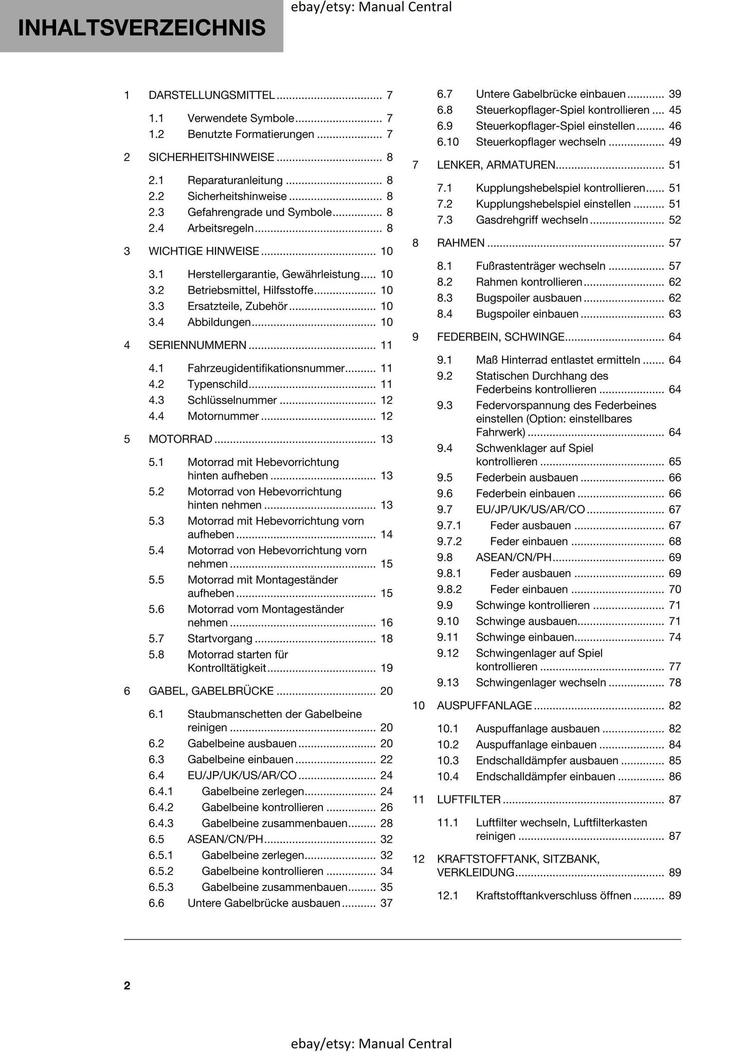 German Language - Husqvarna 2023 - Svartpilen 401 - Reparaturanleitung