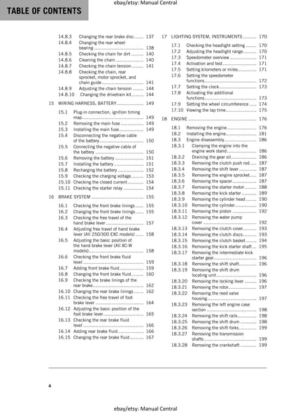 KTM 2016 - 250 300 EXC XC-W Six Days - Service Workshop Repair Manual