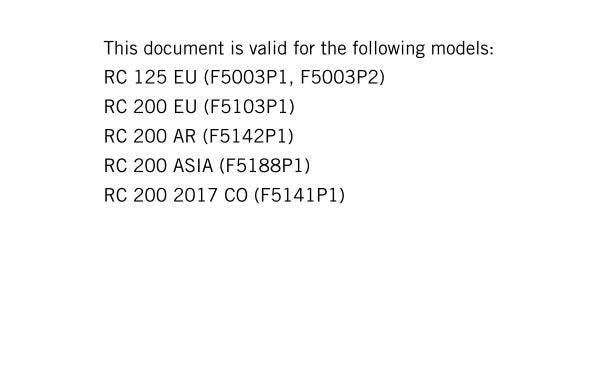KTM 2016 - RC 125 200 - Service Workshop Repair Manual