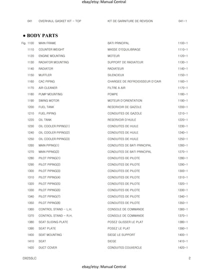 Doosan - Parts Book - DX225LC - Serial number 5001 to 5432