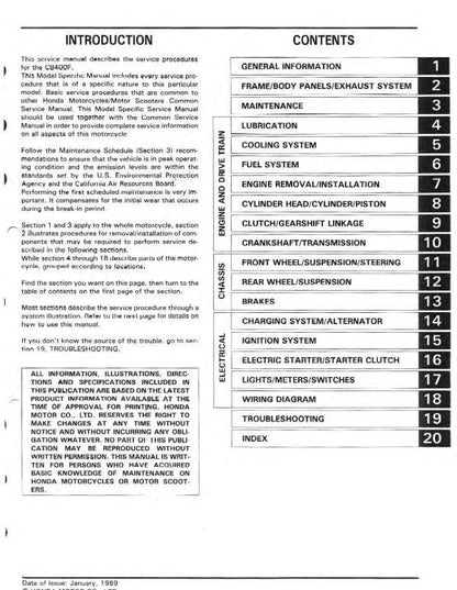Honda CB400F CB1 - 1989 edition  - Workshop Service Repair Manual