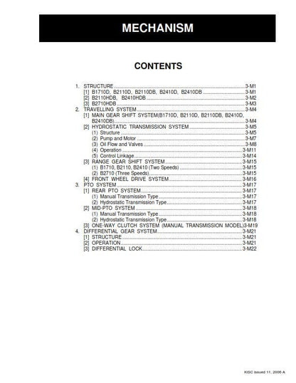 Kubota Tractor - B1710 B2110 B2410 B2710 - Workshop Service Repair Manual - 2006 Edition