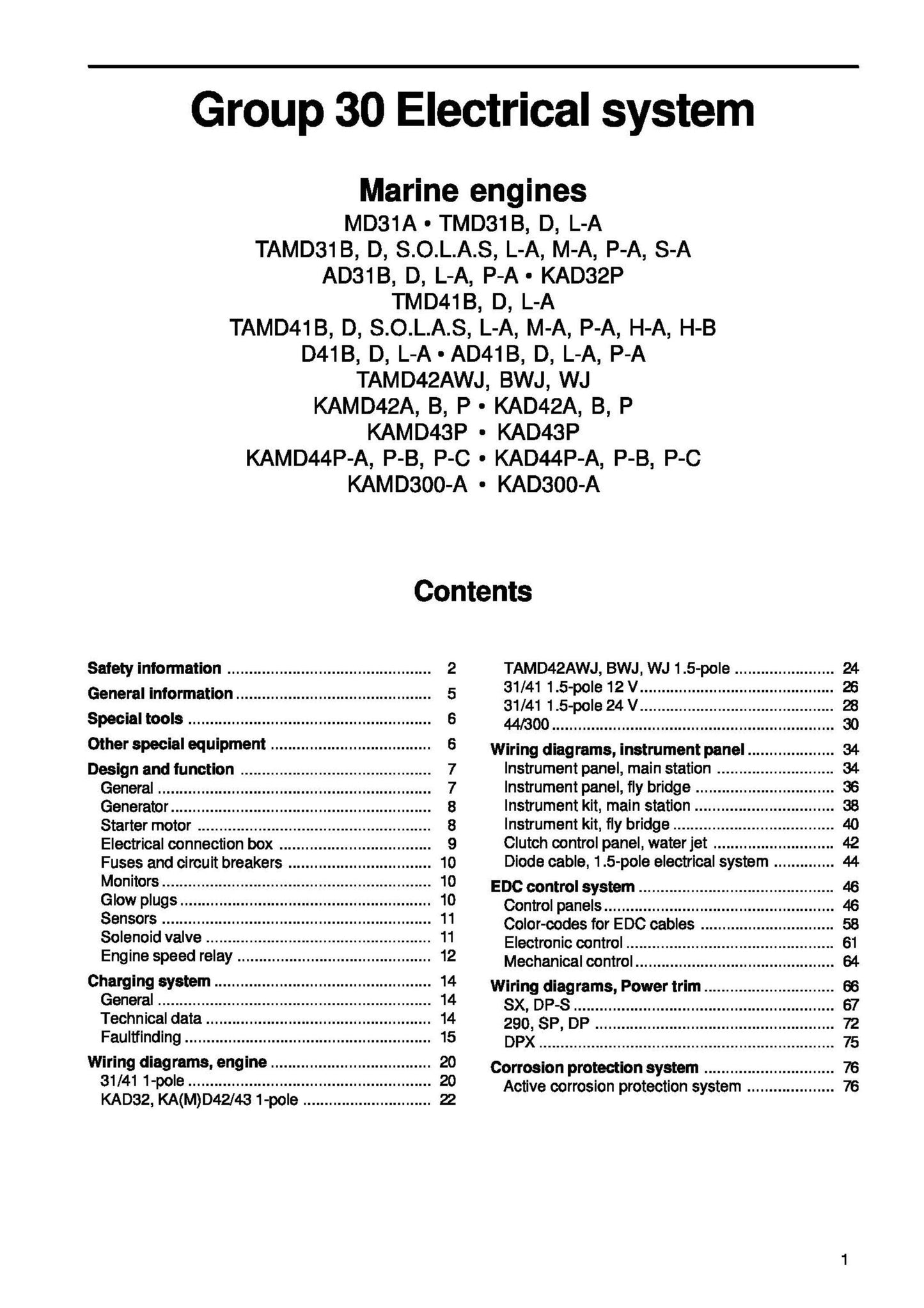 Volvo Penta - Electrical System Wiring Diagrams - 31 32 41 42 43 44 300 Series - Workshop Service Repair Manual