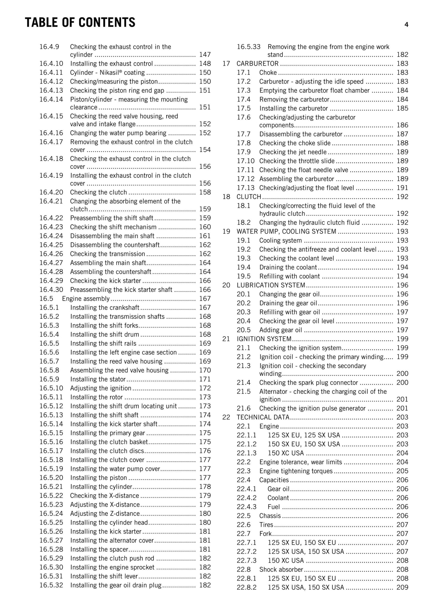 KTM 2014 - 125 150 SX XC - Service Workshop Repair Manual