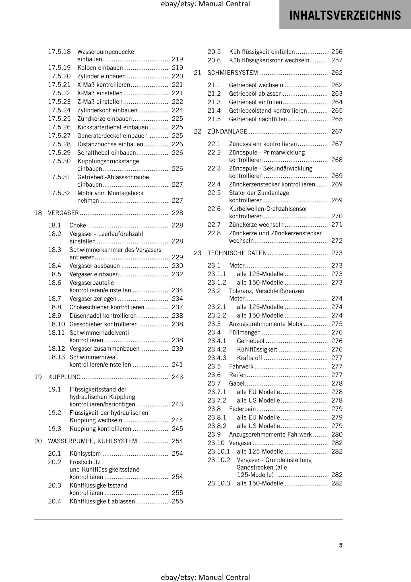 German Language - KTM 2020 - 125 150 SX - Reparaturanleitung - Service Workshop Repair Manual