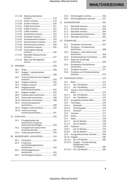 German Language - KTM 2020 - 125 150 SX - Reparaturanleitung - Service Workshop Repair Manual