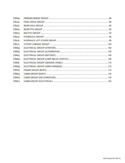 Kubota Tractor - B1830 B2230 B2530 B3030 - FRS Flat Rate Schedule Manual - 2007 Edition