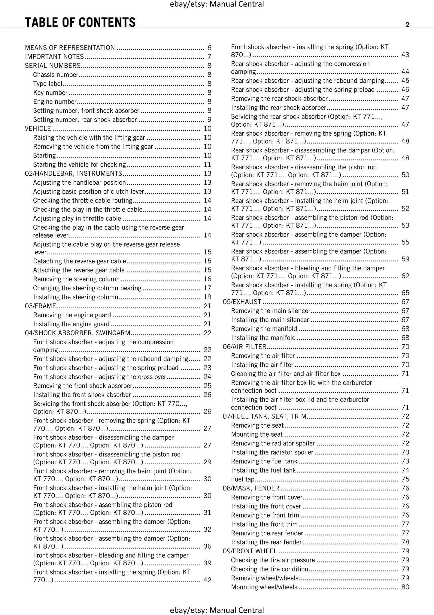 KTM ATV 2011 - 525 Xc Atv Eu - Service Workshop Repair Manual