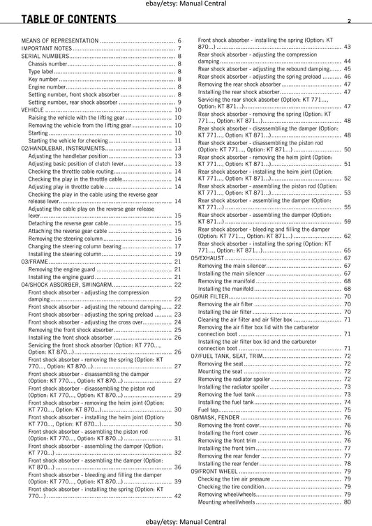 KTM ATV 2011 - 525 Xc Atv Eu - Service Workshop Repair Manual