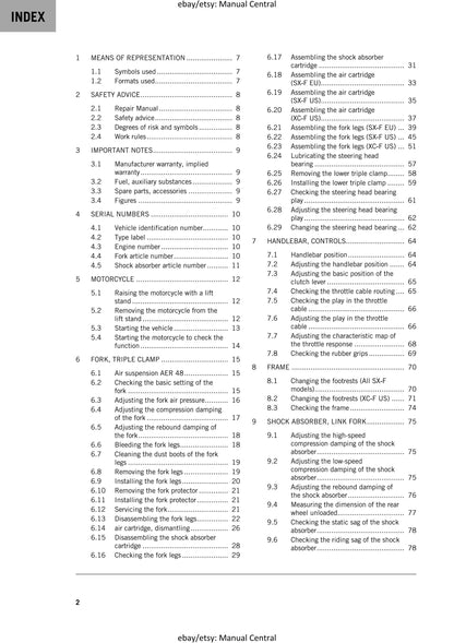 KTM 2019 - 250 SX-F XC-F - Service Workshop Repair Manual
