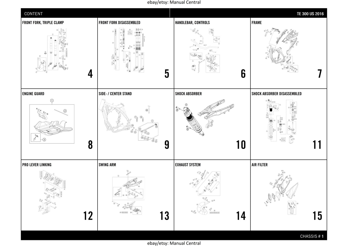 Husqvarna 2016 TE 300 US- Parts Manual Catalog