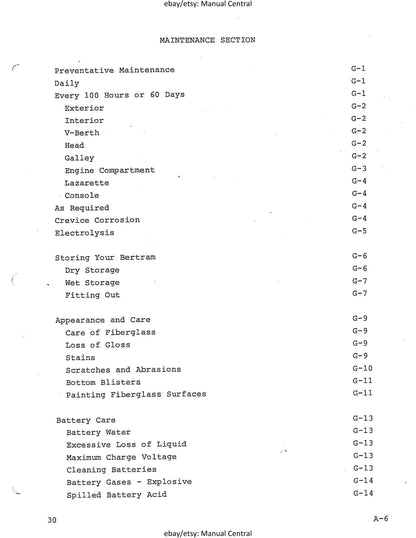 Bertram 30 - 303 Express 304 Flybridge Cruiser - Owners Manual