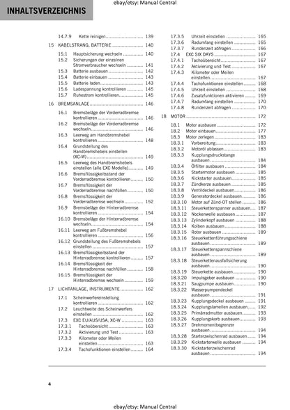 German Language - KTM 2014 - 450 500 Exc Six Days Xc-w - Reparaturanleitung - Service Workshop Repair Manual