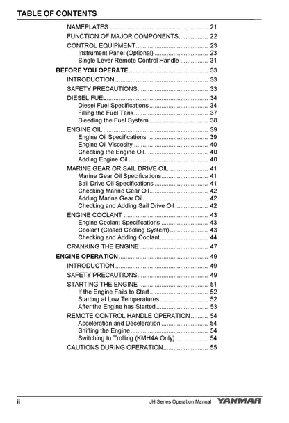 Yanmar Marine Engine -  3JH5E 3JH5AE 4JH5E 4JH4-TE 4JH4-HTE