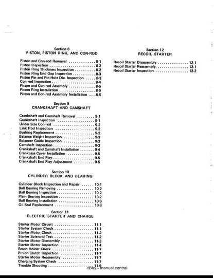 Kawasaki FB460V 4 Stroke Air Cooled Gasoline Engine - Workshop Service Repair Manual