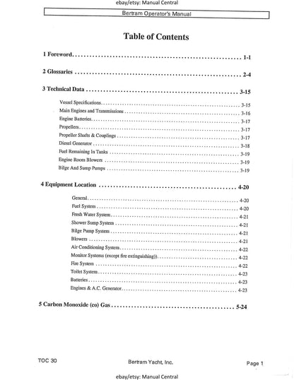 Bertram 30 Moppie - Owners Manual