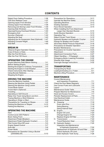 Hitachi Zaxis - 70 70lc 80sb 80sblc 85us - Operators Manual - Excavator