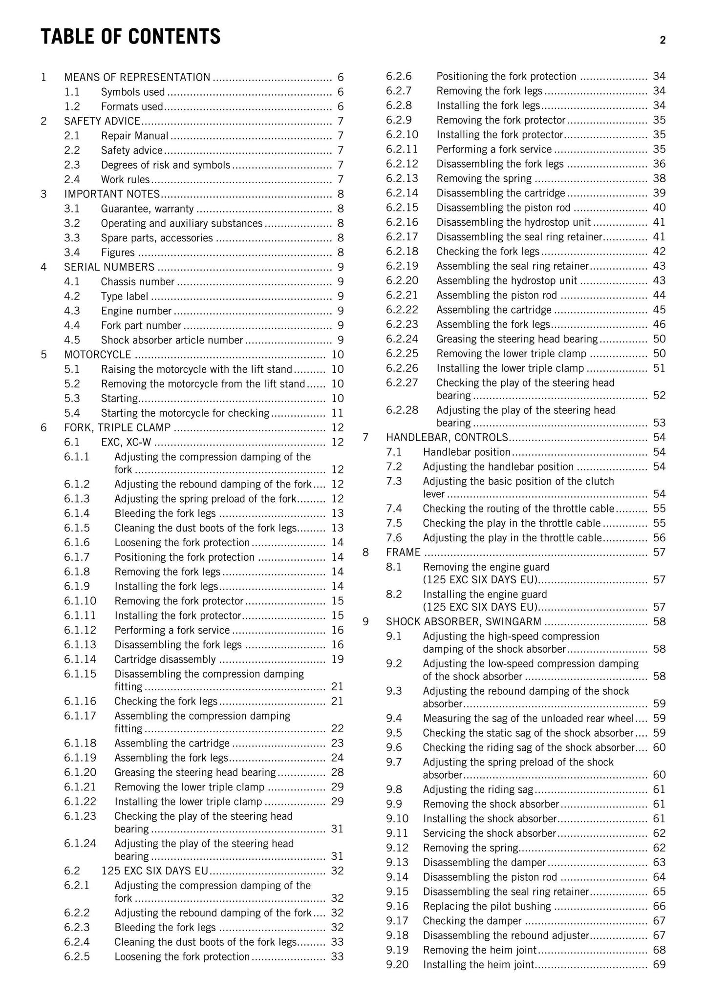 KTM 2014 - 125 200 Exc Six Days Xc-w - Service Workshop Repair Manual