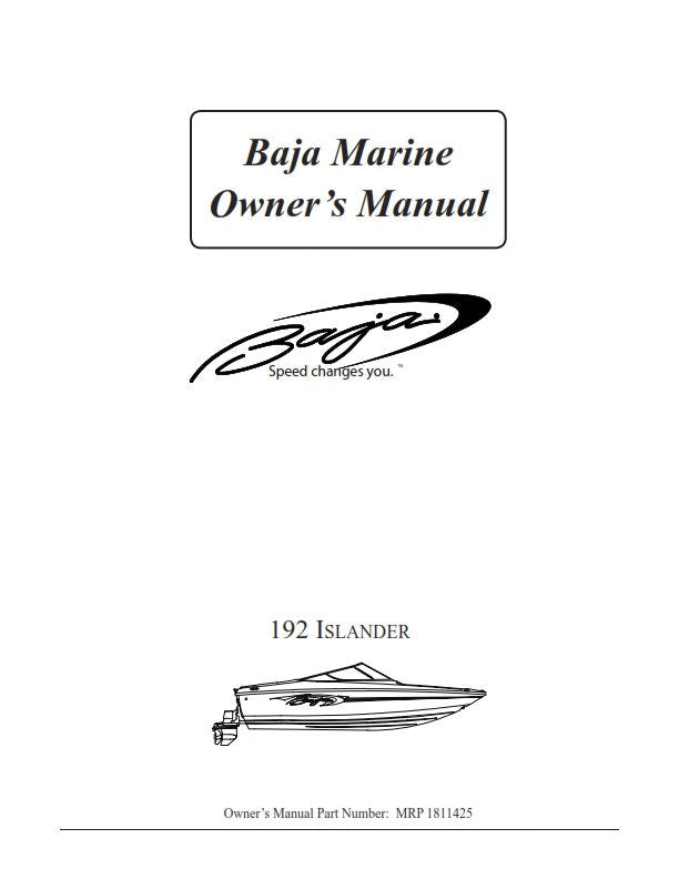Baja Marine - 192 ISLANDER - Owners Manual