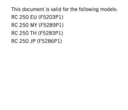 KTM 2016 - RC 250 - Service Workshop Repair Manual