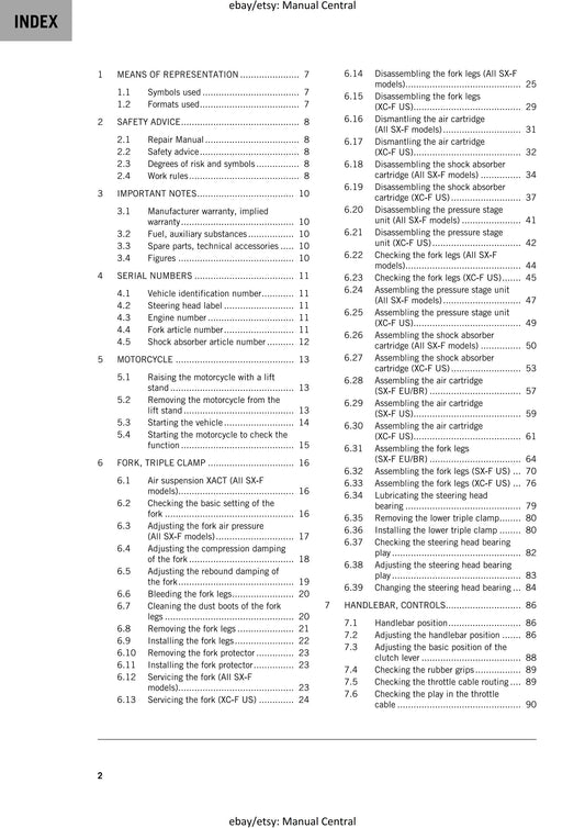 KTM 2024 - 450 Sx-f Xc-f - Service Workshop Repair Manual