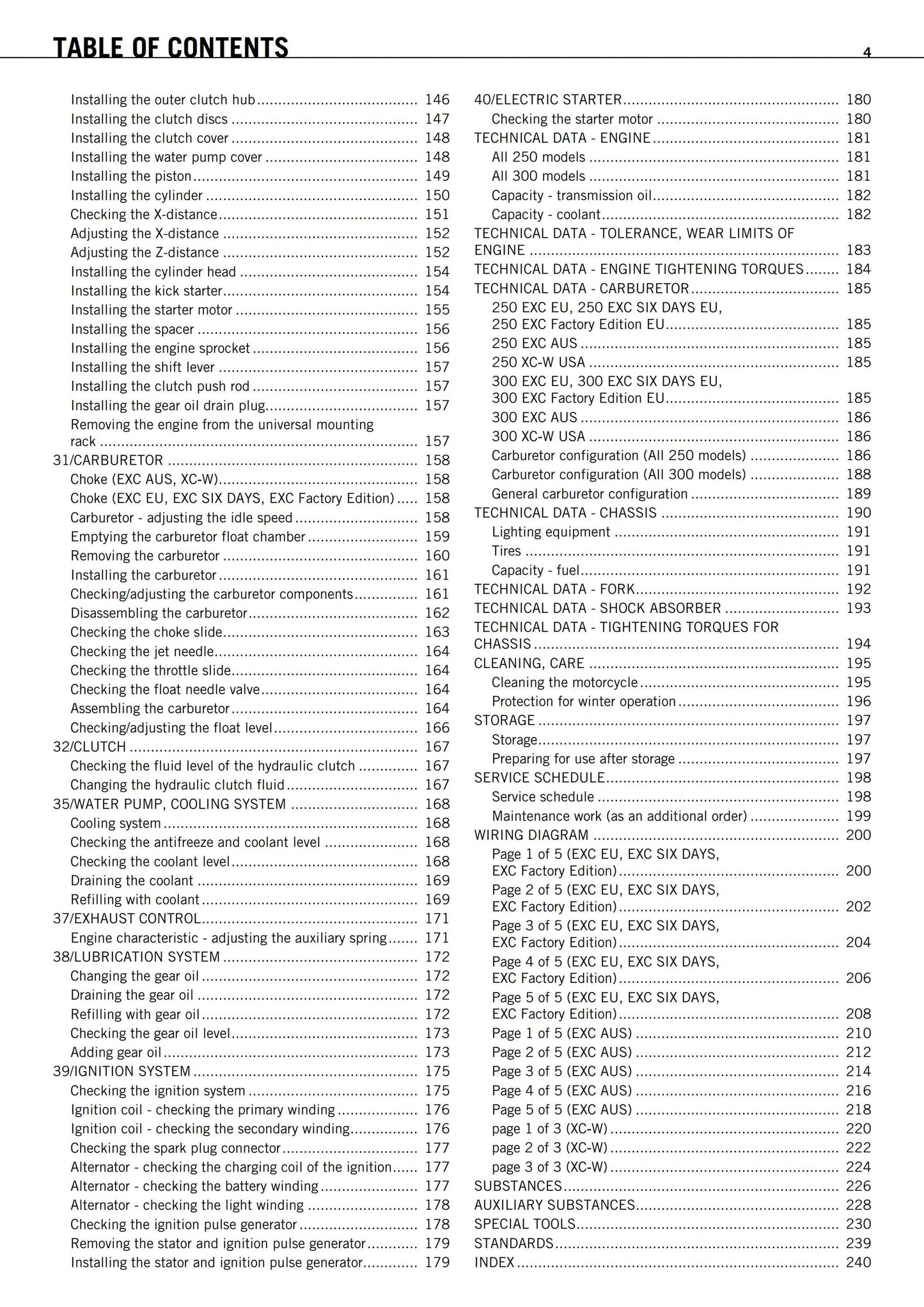 KTM 2011 - 250 300 EXC Six Days Factory Edition XC-W - Service Workshop Repair Manual
