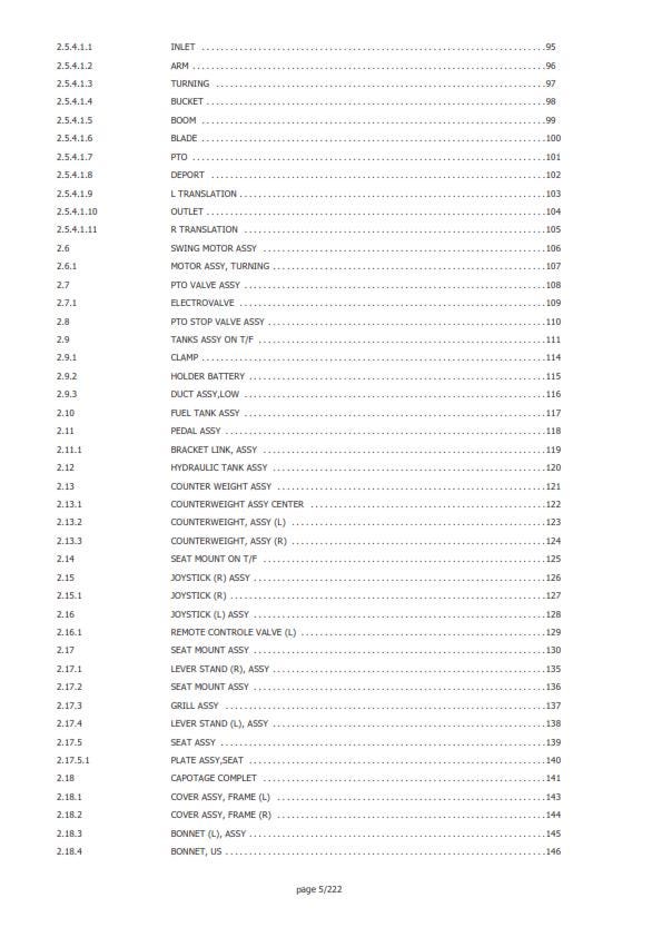 Yanmar Mini Excavator - ViO25-4 - Parts Manual