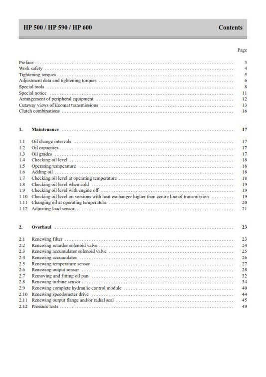 ZF Ecomat HP 500 590 600 - Est 18 - Stages 1-2 - Service Workshop Repair Manual