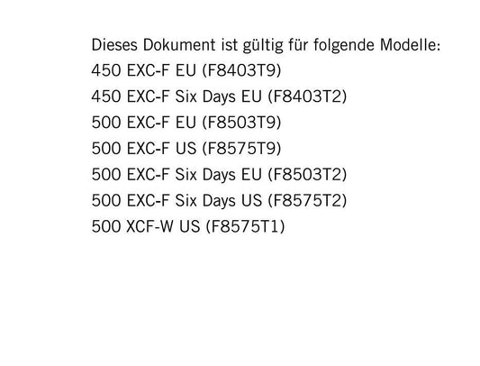 German Language - KTM 2020 - 450 500 Exc-f Six Days Xcf-w - Reparaturanleitung - Service Workshop Repair Manual