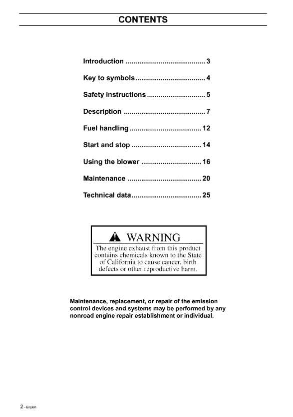 Husqvarna Chainsaw - 225B X-Series - Operator Manual